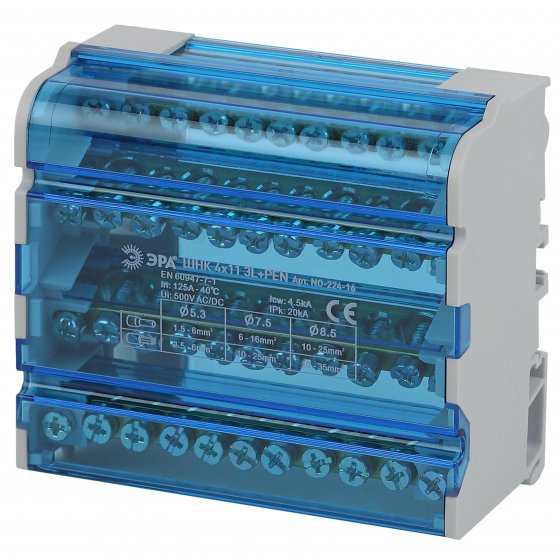 Фотография товара 'Эра Шины на DIN-рейку в корпусе (кросс-модуль) ШНК 4х11 3L+PEN Б0043934'