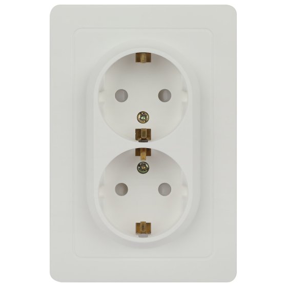 Фотография товара 'Эра Розетка Intro 7-208-01 Style двойная с заземлением 2X2P+E Schuko со шторками, 16А-250В, IP20, СУ, белый Б0060625'