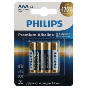Фотография товара 'Эра Батарейки Philips LR03M4B/51 ААА алкалиновые 1,5v Б0062755'