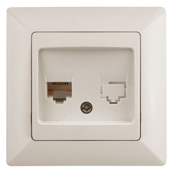 Фотография товара 'Эра Розетка Intro Solo 4-302-02 телефонная RJ11, СУ, слоновая кость Б0043376'