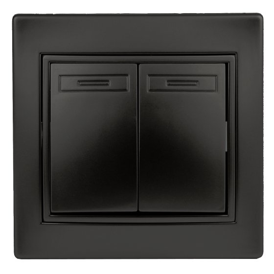 Фотография товара 'Эра Выключатель Intro Plano 1-104-05 двухклавишный, 10А-250В, IP20, СУ, антрацит Б0053765'