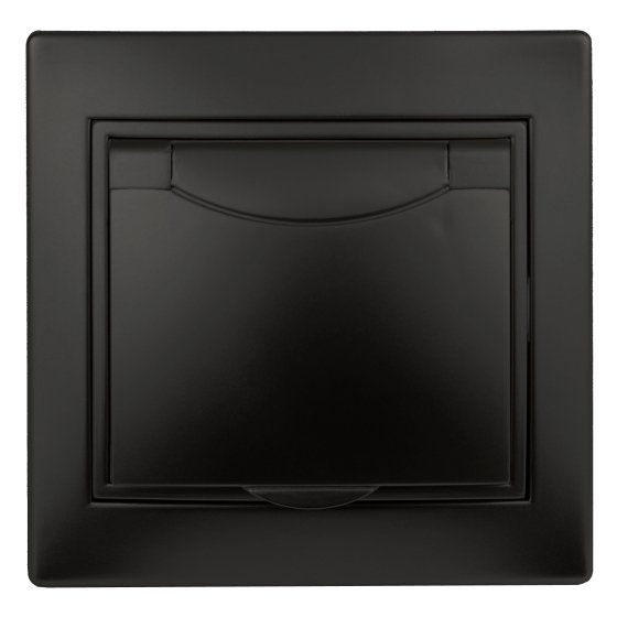 Фотография товара 'Эра Розетка 2P+E Schuko с крышкой, 16А-250В, IP20, СУ, Plano, антрацит (10/100/3000) Б0044568'