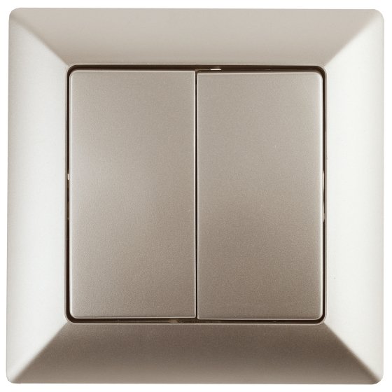 Фотография товара 'Эра Выключатель Intro Solo 4-104-04 двухклавишный 10А-250В, IP20, СУ, шампань Б0053588'