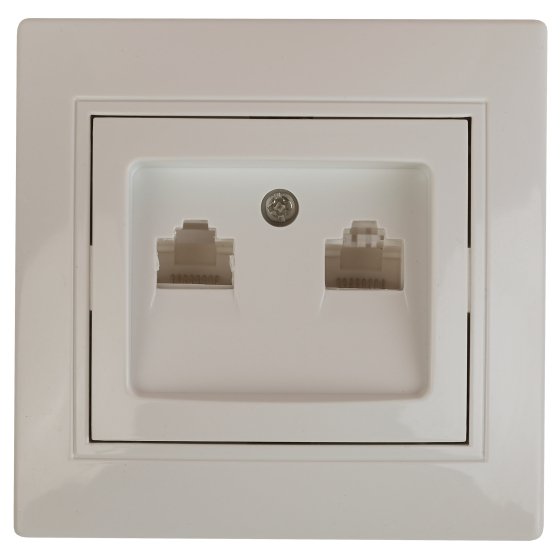 Фотография товара 'Эра Розетка Intro Plano 1-304-02 информационная двойная 2xRJ45, СУ, слоновая кость Б0043242'