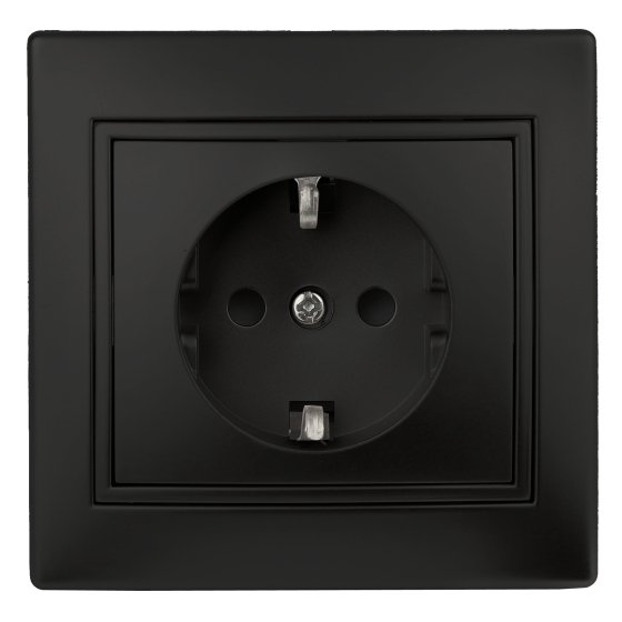 Фотография товара 'Эра Розетка 2P+E Schuko, 16А-250В, IP20, СУ, Plano, антрацит (10/200/2000) Б0044567'