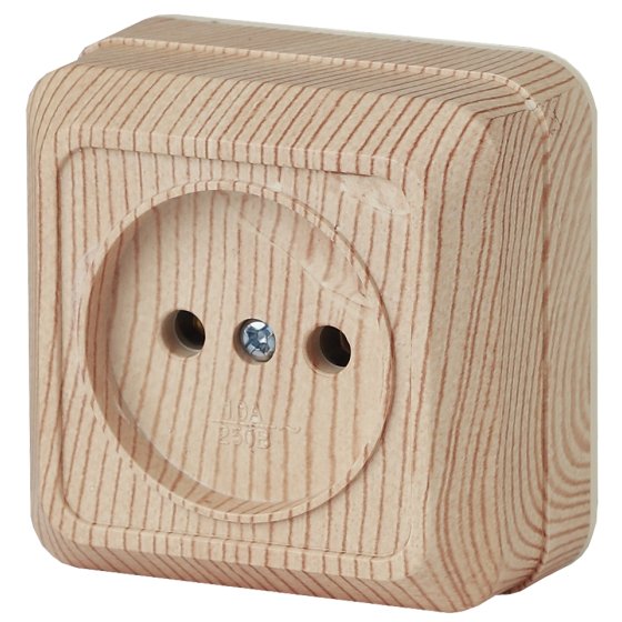 Фотография товара 'Эра Розетка Intro Quadro 2-201-11 без заземления 2P, 16А-250В, IP20, ОУ, сосна Б0053781'