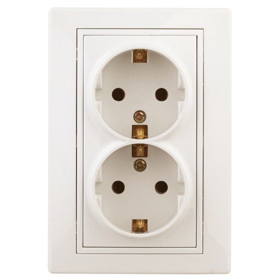 Фотография товара 'Эра Розетка Intro Plano 1-205-02 с заземлением двойная 2X2P+E Schuko, 16А-250В, IP20, СУ, слоновая кость Б0053916'