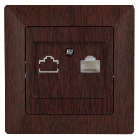 Фотография товара 'Эра Розетка Intro Solo 4-303-10 информационная RJ45, СУ, венге Б0043387'