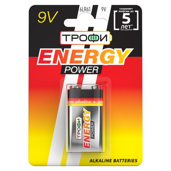 Фотография товара 'Эра Батарейки Трофи 6LR61-1BL ENERGY POWER Alkaline C0034928'