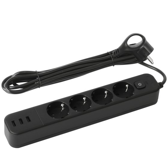 Фотография товара 'Эра Сетевой фильтр USF-4es-3m-3xUSBA-B с базовой защитой с заземлением с выключателем 4 розетки+3xUSBA 3,1A 3м 10А Б0059570'