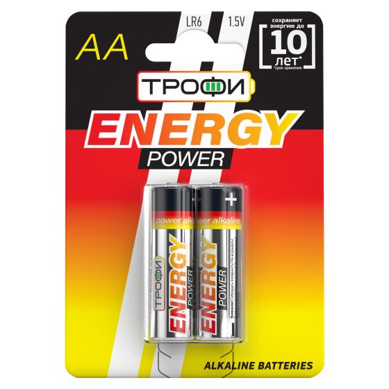 Фотография товара 'Эра Батарейки Трофи LR6-2BL ENERGY POWER Alkaline C0034926'
