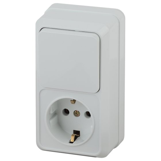 Фотография товара 'Эра Блок розетка с выключателем Intro Quadro 2-705-01 вертикальный 10(16)А-250В, IP20, ОУ, белый Б0053882'