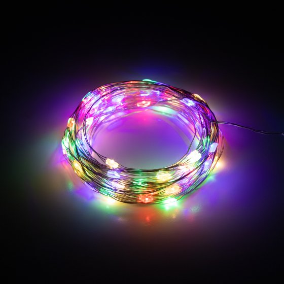 Фотография товара 'Эра Светодиодная новогодняя гирлянда Intro Holiday INNR-02M нить мультиколор 10 м 100 microled IP20 3AA Б0060442'