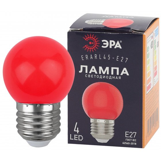 Фотография товара 'Эра ERARL45-E27 ЭРА LED Р45-1W-E27 ЭРА (диод. шар, 4SMD, 1W, E27, для белт-лайт), Б0049575'