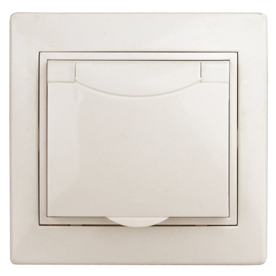 Фотография товара 'Эра Розетка Intro Plano 1-203-02 с заземлением 2P+E Schuko с крышкой, 16А-250В, IP20, СУ, слоновая кость Б0053890'