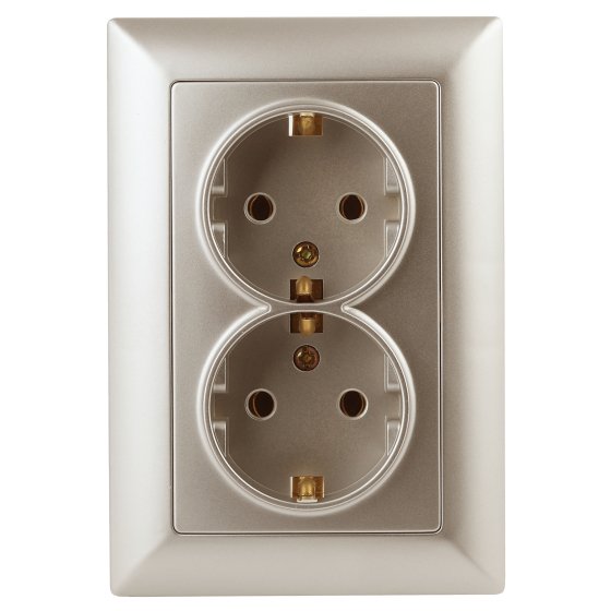 Фотография товара 'Эра Розетка 2X2P+E Schuko, 16А-250В, СУ, Solo, шампань Б0043336'