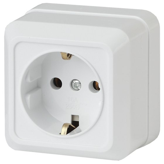 Фотография товара 'Эра Розетка 2P+E Schuko, 16А-250В, ОУ, б.м.п., Quadro, белый Б0038841'