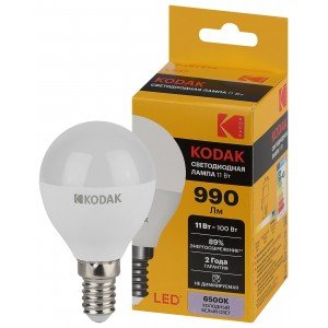 Фотография товара 'Эра Лампочка светодиодная Kodak LED KODAK P45-11W-865-E14 E14 / Е14 11Вт шар Б0057619'