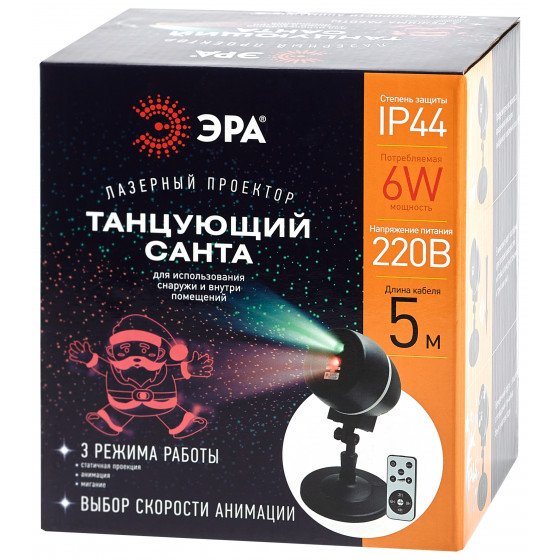 Фотография товара 'Эра Проектор Laser Танцующий Санта, IP44, 220В (12/180), Б0047977'