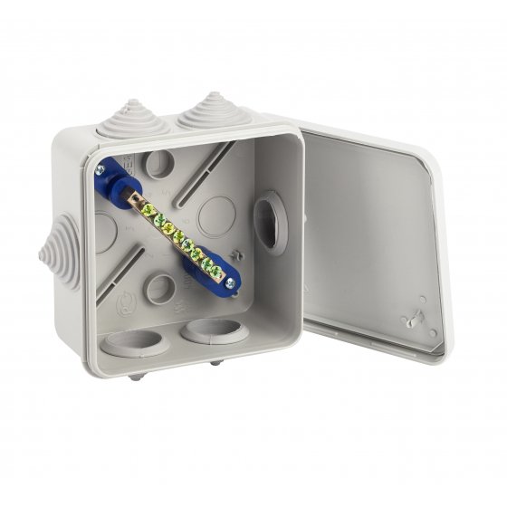 Фотография товара 'Эра Коробка уравнивания потенциалов KUPR 100х100х50мм, шина 6х9, 8 групп IP55, Б0051417'