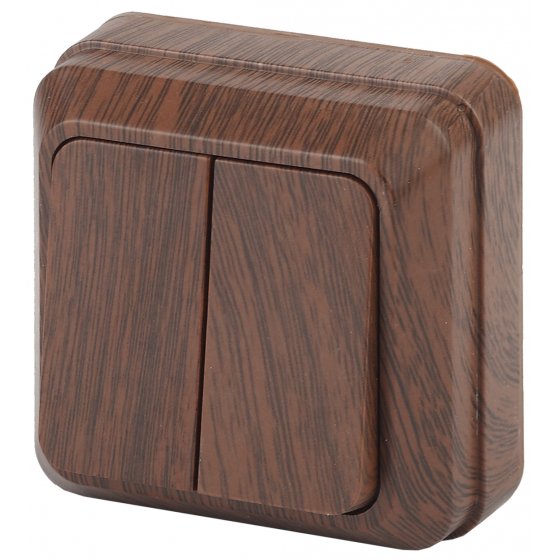 Фотография товара 'Эра Выключатель Intro Quadro 2-104-10 двухклавишный 10А-250В, IP20, ОУ, венге Б0053761'