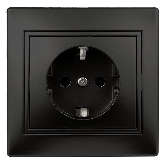 Фотография товара 'Эра Розетка Intro Plano 1-206-05 с заземлением 2P+E Schuko со шторками, 16А-250В, IP20, СУ, антрацит Б0053928'