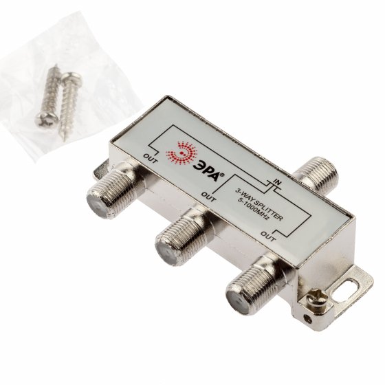 Фотография товара 'Эра ДЕЛИТЕЛЬ ТВ х 3под F разъём 5-1000 МГц (10/200/7200), Б0048318'