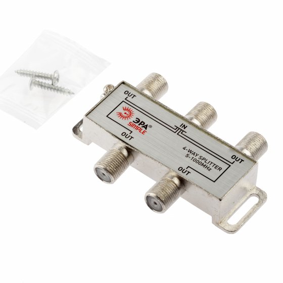 Фотография товара 'Эра ДЕЛИТЕЛЬ ТВ х 4 под F разъём 5-1000 МГц, simple (10/200/7200), Б0048322'