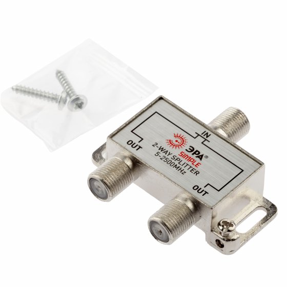 Фотография товара 'Эра ДЕЛИТЕЛЬ ТВ х 2 под F разъём 5-2050 МГц simple (10/200/7200), Б0048329'