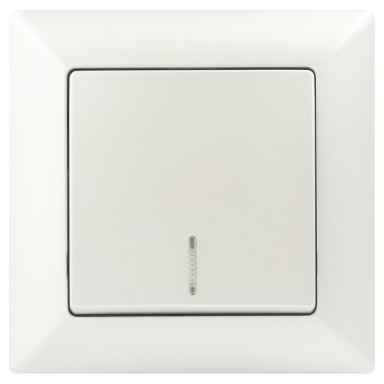 Фотография товара 'Эра Выключатель Intro Solo 4-102-06 одноклавишный с подсветкой, 10А-250В, IP20, СУ, перламутр Б0053568'