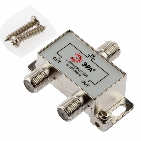 Фотография товара 'Эра Делитель ТВ ЭРА D-F-01 2 ответвления под F разъём 5-1000 МГц, Б0048317'