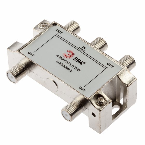 Фотография товара 'Эра Делитель ТВ ЭРА D-F-SAT-04 4 ответвления под F разъём 5-2500 МГц, Б0048328'