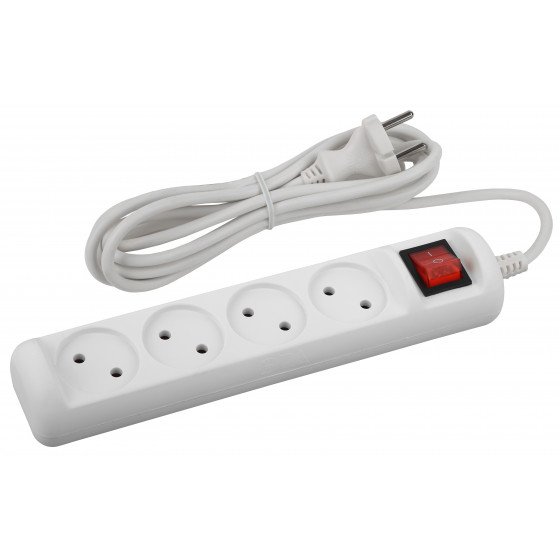 Фотография товара 'Эра Удлинитель электрический ЭРА U-4s-1,5m-2x1 без заземления c выключателем 4 розетки 1,5м ПВС 2x1мм2 10А, Б0044052'