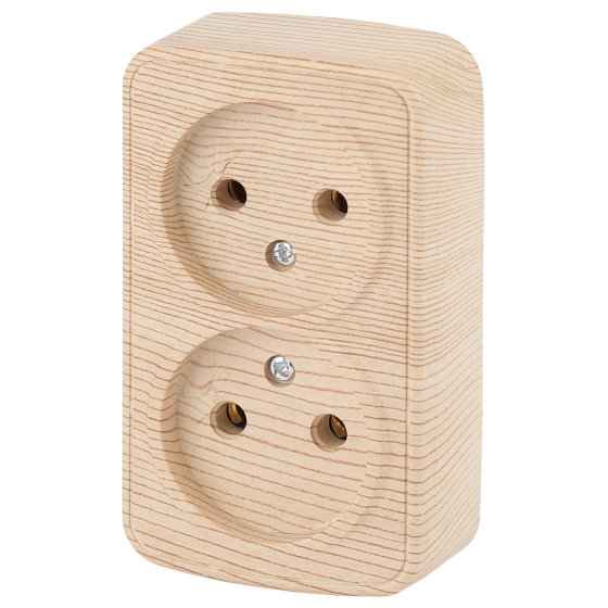 Фотография товара 'Эра Розетка Intro Polo 3-203-11 двойная без заземления 2х2P, 16A-250В, IP20, ОУ, сосна Б0053571'