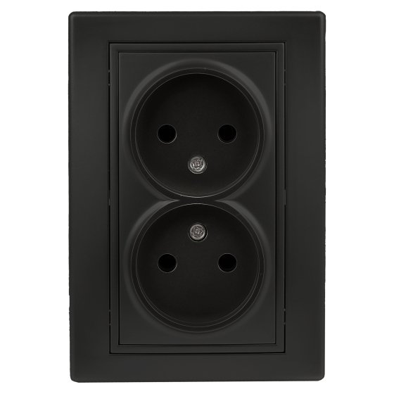 Фотография товара 'Эра Розетка Intro Plano 1-204-05 без заземления двойная 2х2P, 16А-250В, IP20, СУ, антрацит Б0053911'