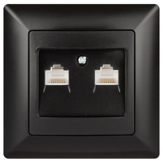 Фотография товара 'Эра Розетка информационная 2xRJ45, СУ, Solo, антрацит Б0043393'