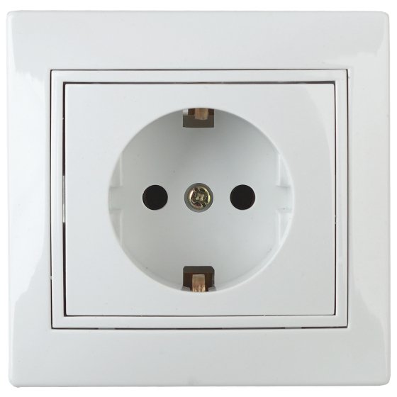 Фотография товара 'Эра Розетка Intro Plano 1Э-202-01 с заземлением 2P+E Schuko, 16А-250В, СУ, без лапок, белый Б0038828'