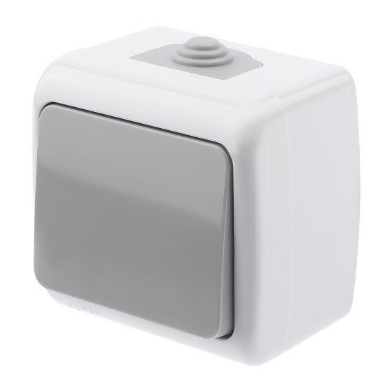 Фотография товара 'Эра Выключатель Intro Atlantic 5-101-03 10А-250В, IP54, открытой установки, серый Б0050940'