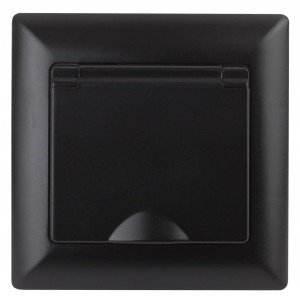 Фотография товара 'Эра Розетка 2P+E Schuko с крышкой, 16А-250В, СУ, Solo, антрацит Б0043323'