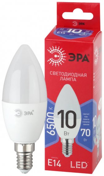 Фотография товара 'Эра LED B35-10W-865-E14 R (диод, свеча, 10Вт, хол, E14) Б0045337'