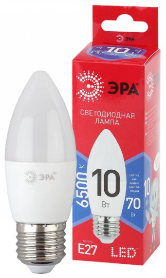 Фотография товара 'Эра LED B35-10W-865-E27 R (диод, свеча, 10Вт, хол, E27) Б0045338'