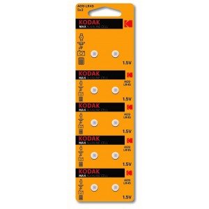 Фотография товара 'Эра Батарейки Kodak AG9 (394) LR936, LR45 [KAG9-10] MAX Button Cell Б0044714'