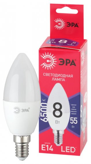 Фотография товара 'Эра LED B35-8W-865-E14 R (диод, свеча, 8Вт, хол, E14) Б0045341'