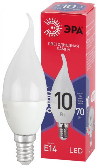 Фотография товара 'Эра LED BXS-10W-865-E14 R (диод, свеча на ветру, 10Вт, хол, E14) Б0045343'