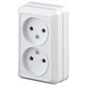 Фотография товара 'Эра Розетка 2х2P, 16А-250В, IP20, ОУ, Quadro, белый Б0027652'