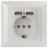 Фотография товара 'Эра Розетка Intro Solo 4-410-06 с заземлением P+E Schuko со шторками, 16А-250В + 2хUSB, IP20, СУ, перламутр Б0053718'