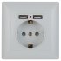 Фотография товара 'Эра Розетка P+E Schuko со шторками, 16А-250В + 2хUSB, СУ, Solo, белый Б0043403'