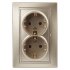 Фотография товара 'Эра Розетка 2X2P+E Schuko, 16А-250В, IP20, СУ, Plano, шампань (10/100/1200) Б0030071'