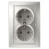 Фотография товара 'Эра Розетка 2X2P+E Schuko, 16А-250В, IP20, СУ, Plano, алюминий (10/100/1200) Б0030070'