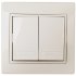 Фотография товара 'Эра Выключатель Intro Plano 1-104-02 двухклавишный, 10А-250В, IP20, СУ, слоновая кость Б0053760'